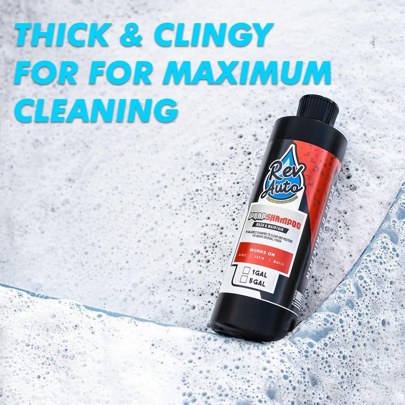 Rev Auto Wrap Shampoo – pH Balance High Foaming Soap For All Vinyl Wrap Finishes | Wrapped Vehicle Maintenance Soap | pH Neutral Wrap Car Wash Soap (1 Gallon) - Image 2